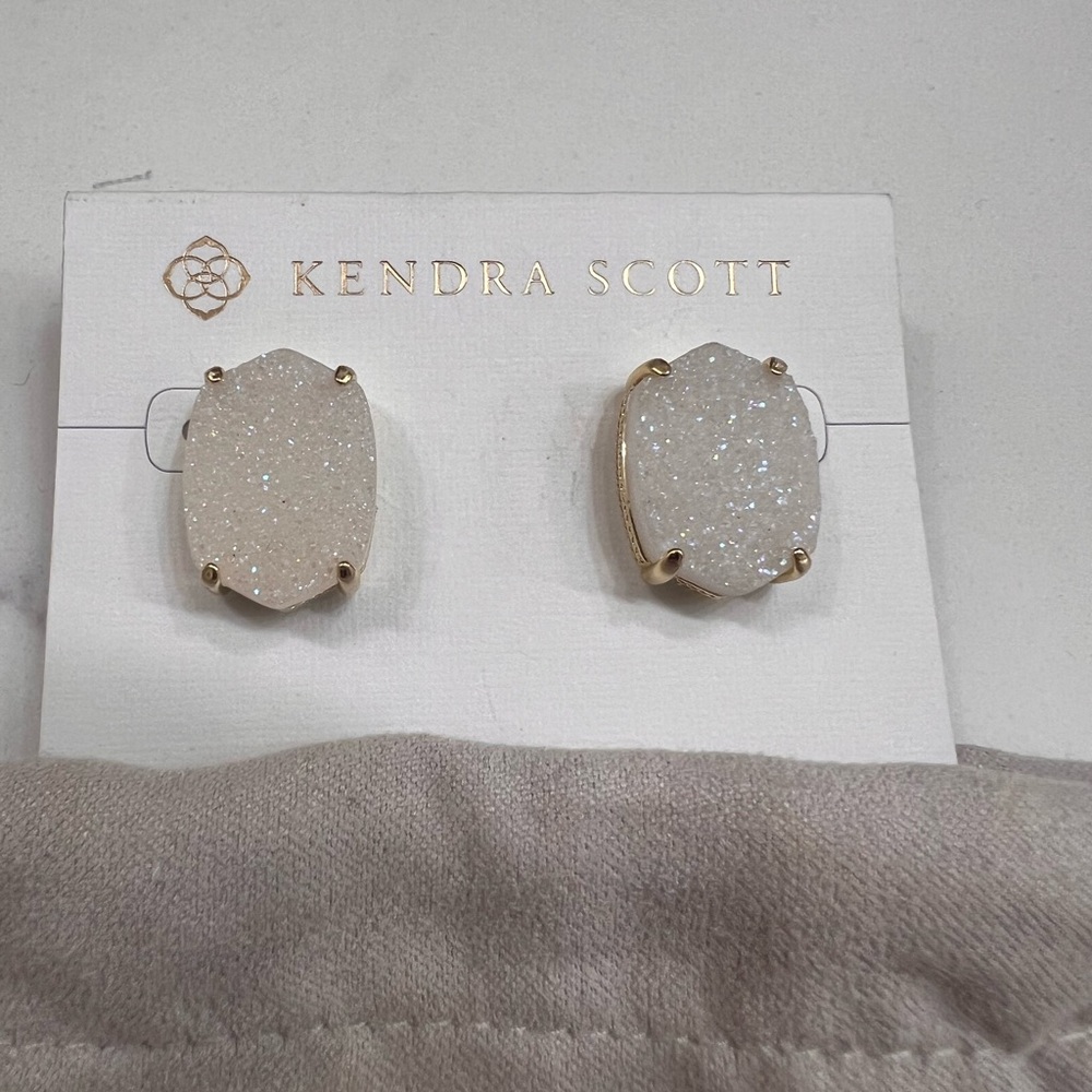 Kendra Scott Gold and White Druzy Earrings